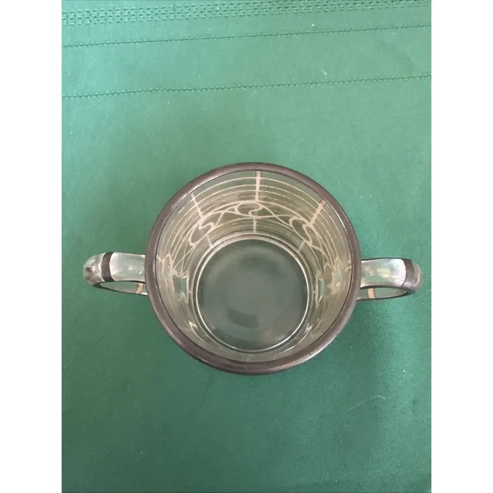 Antique Silver Overlay Glass Sugar Dish